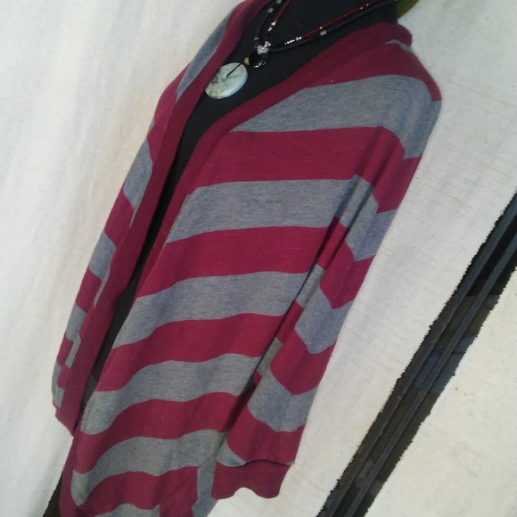 🍁OPEN FRONT CARDIGAN STRIPE SWEATER WOMEN'S PLUS FALL CLOTHES XXL - Picture 3 of 6